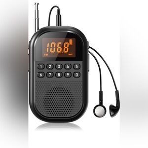 Pocket AM FM Radio:1100mAh Rechargeable